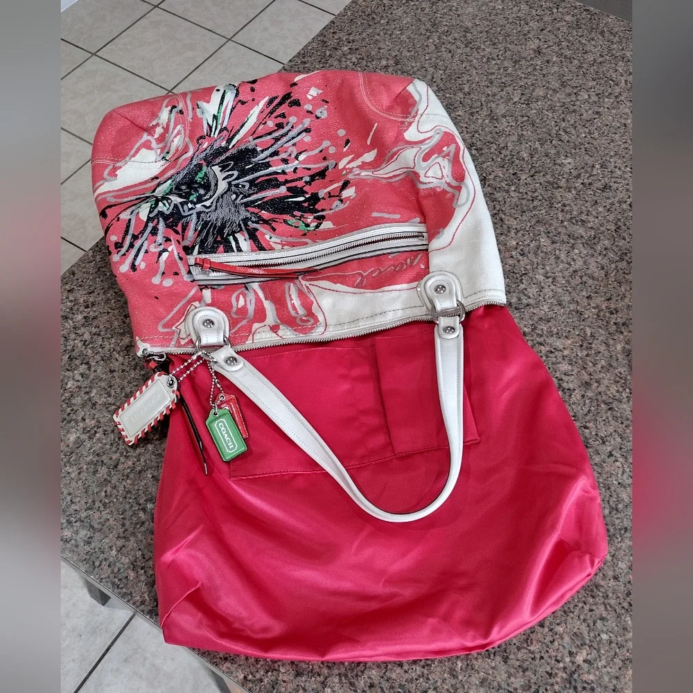 Coach Poppy Placed Flower Glam Sequin Tote